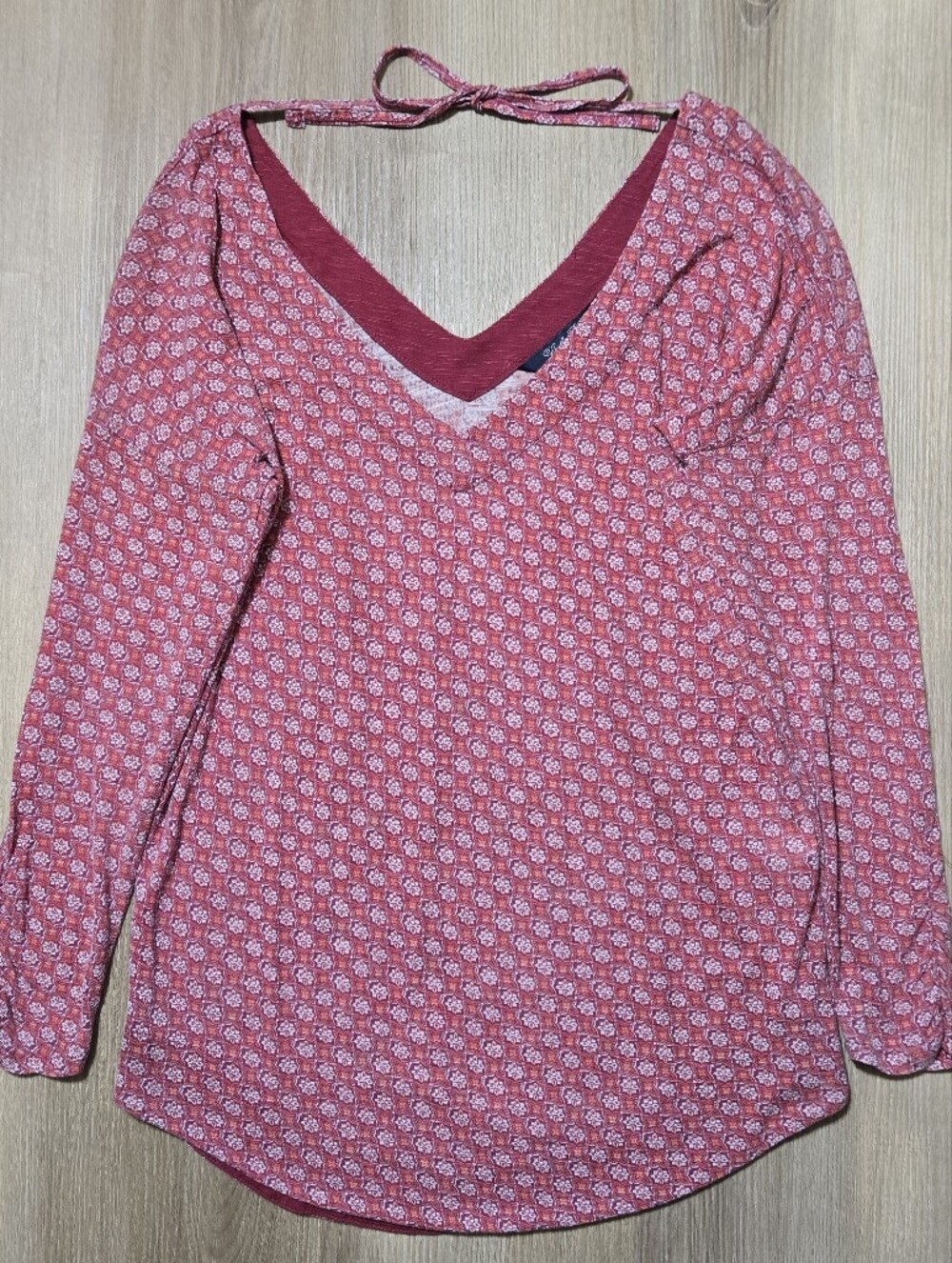 Lucky Brand Pink Floral V-Neck Tunic Top
